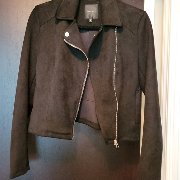 Black Faux Suede Moto Jacket